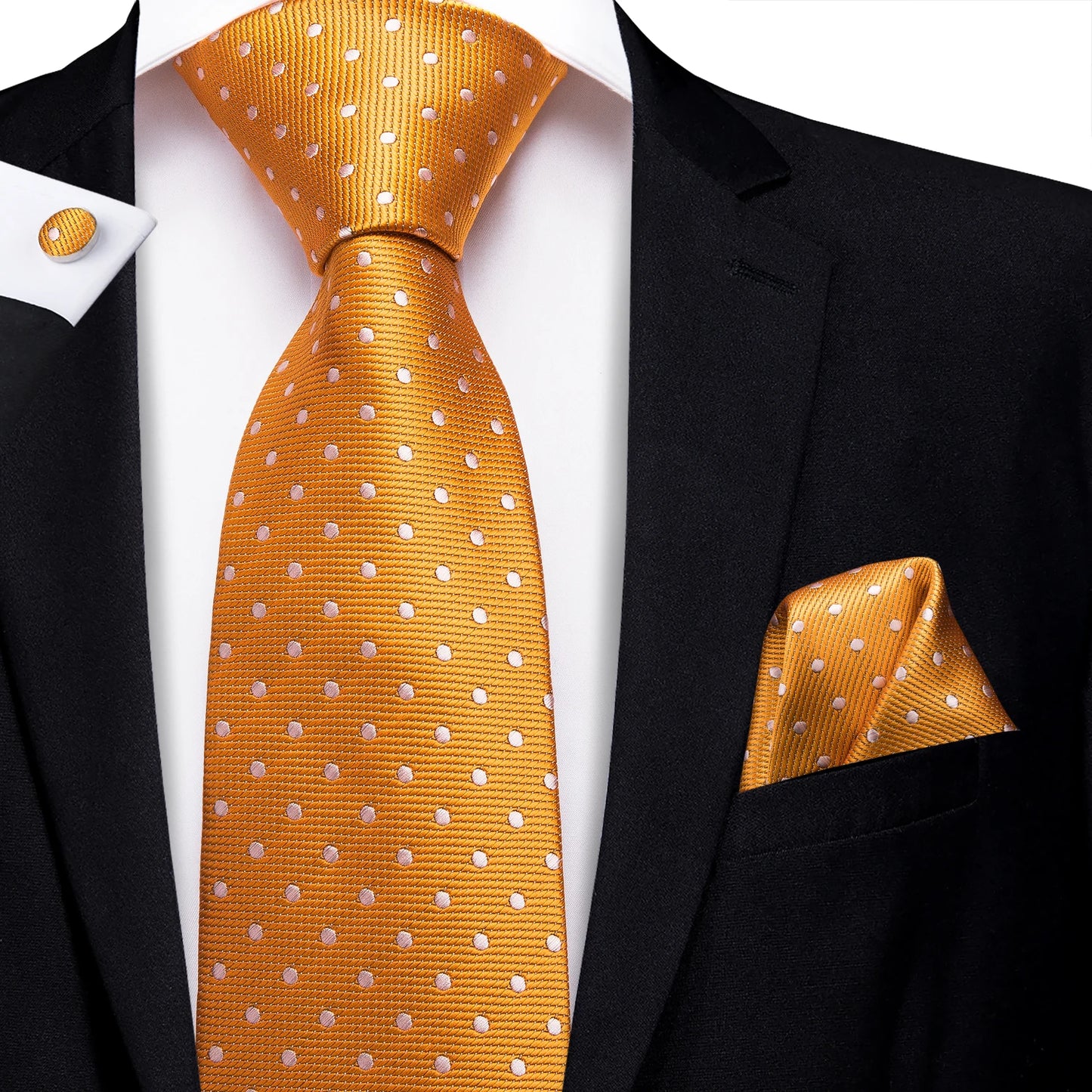 SN-3195  Classic Ties for Man Silk Tie Fashion Solid Dots Business Neck Ties for Men Cravat Wedding Party Orange Necktie