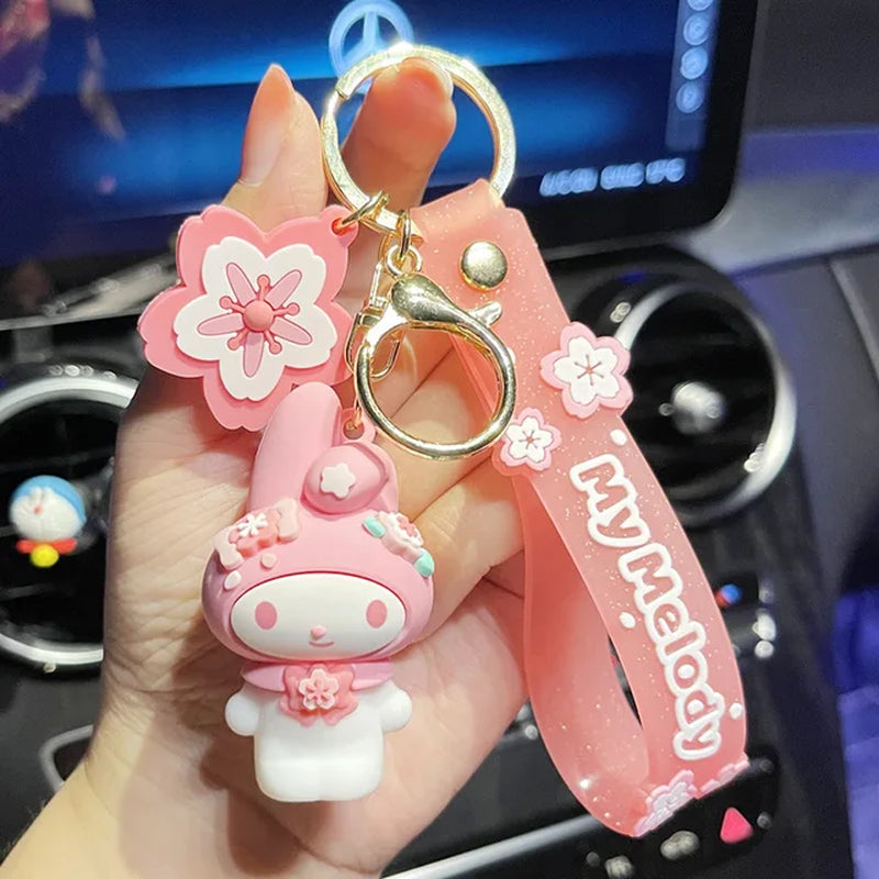 Anime Kawaii Sanrio Hello Kitty Keychain Pendant Holder Key Chain Car Keyring Mobile Phone Bag Hanging Jewelry Kids Gifts