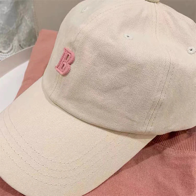 New Women Baseball Caps Solid Color Letter B Embroidery Korean Baseball Cap Ladies Girls Summer Sun Hats