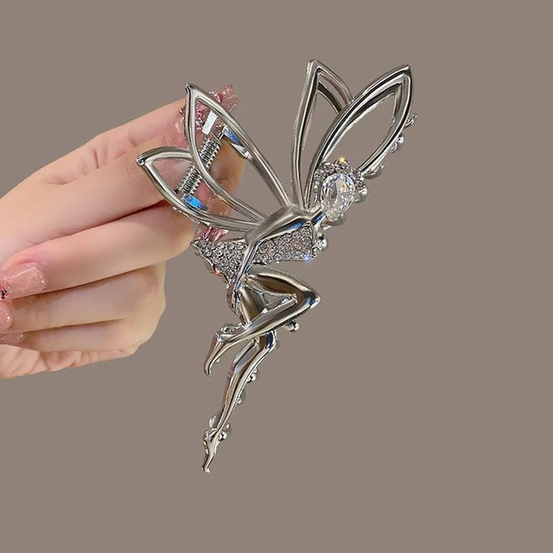 Rhinestone Elf Metal Hair Claw for Women Crab Clip Hairpin Crystal Pearl Hair Accessories Shiny Barrette Headband Jewelry Gifts