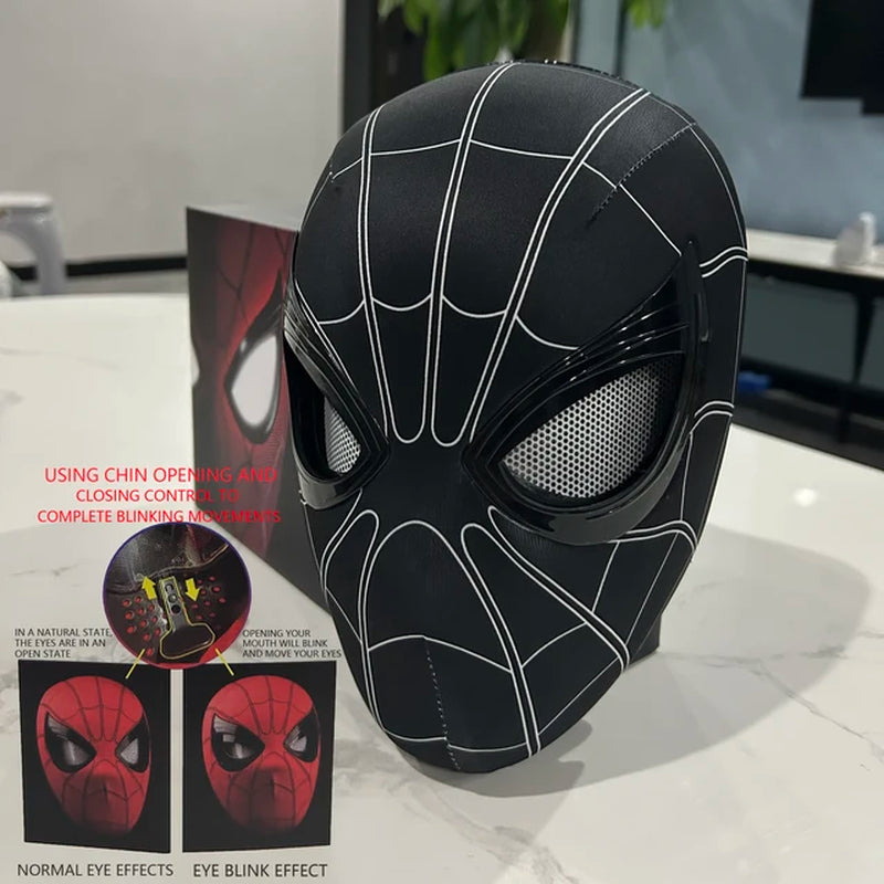 Spiderman No Way Home Headgear Cosplay Moving Eyes Mask Spider Man 1:1 Remote Control Elastic Mask Toys for Adults Kids Gift