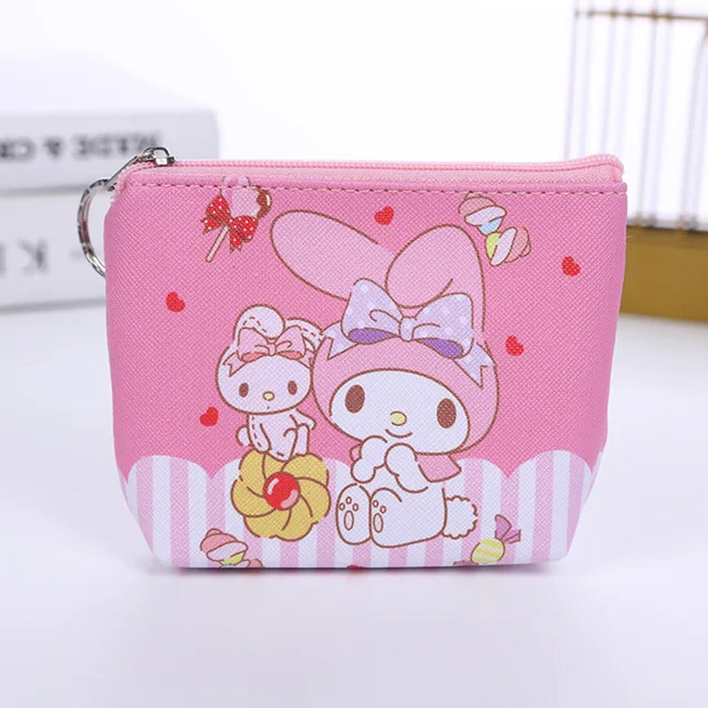 Purse Coin Purses Cartoon Printed PU Melody Cute Wallet Bag Keychains Storage Bag Sanrio Kuromi Kawaii Mini Pouch