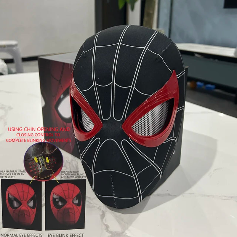 Spiderman No Way Home Headgear Cosplay Moving Eyes Mask Spider Man 1:1 Remote Control Elastic Mask Toys for Adults Kids Gift