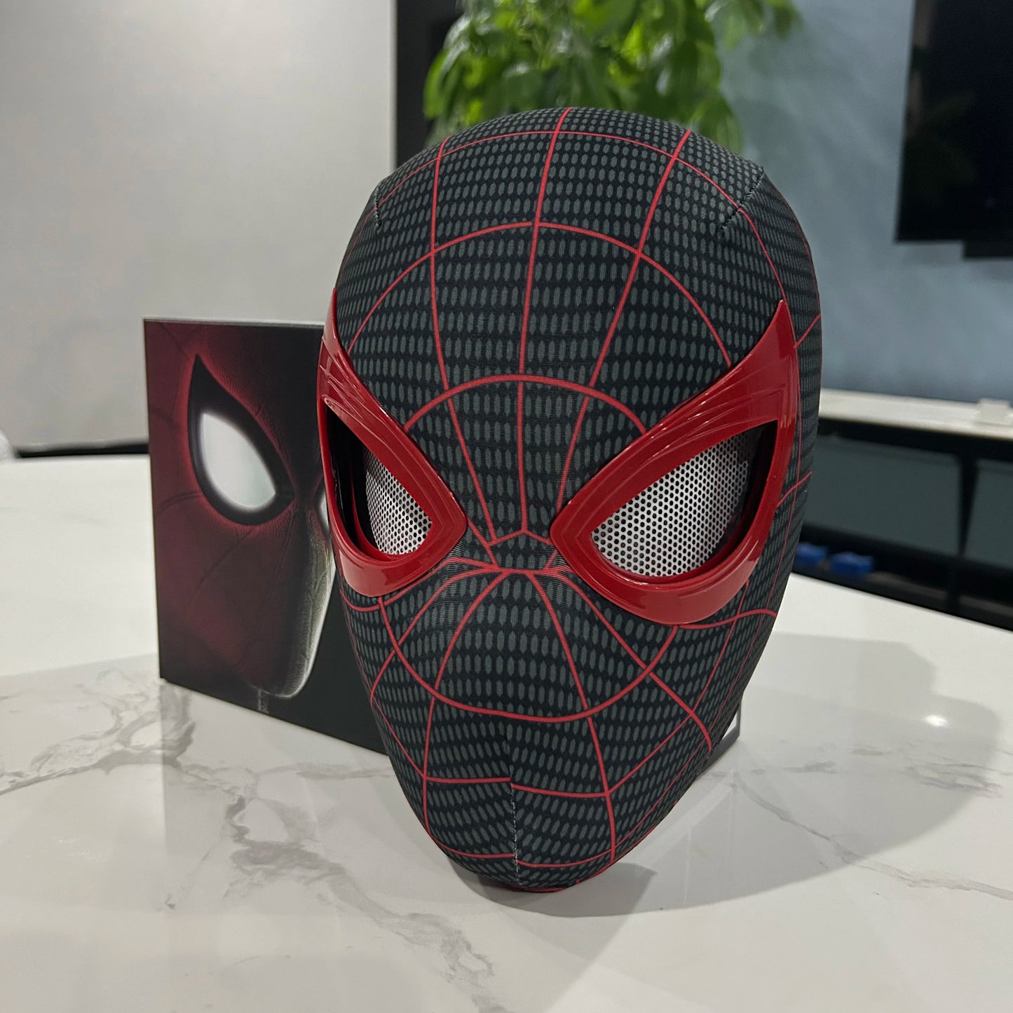 Spiderman No Way Home Headgear Cosplay Moving Eyes Mask Spider Man 1:1 Remote Control Elastic Mask Toys for Adults Kids Gift