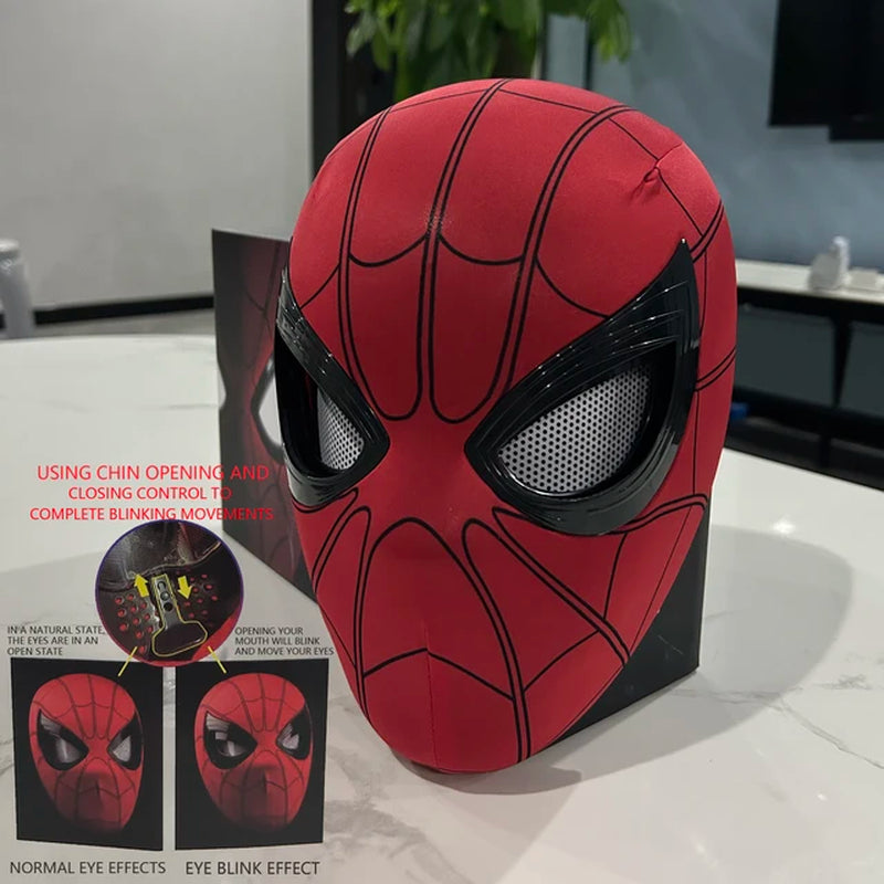 Spiderman No Way Home Headgear Cosplay Moving Eyes Mask Spider Man 1:1 Remote Control Elastic Mask Toys for Adults Kids Gift