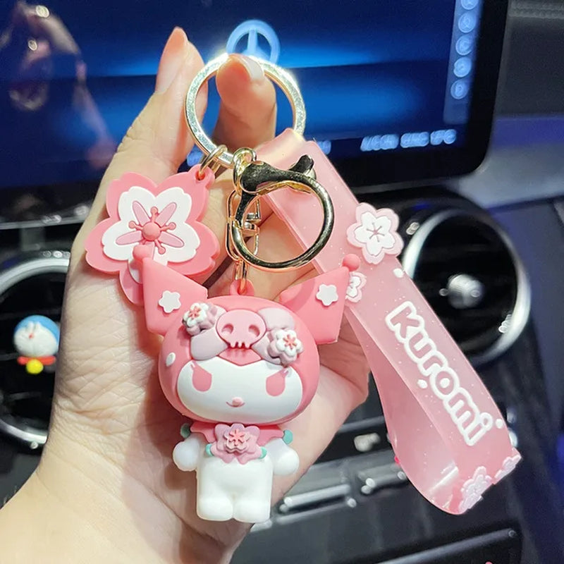 Anime Kawaii Sanrio Hello Kitty Keychain Pendant Holder Key Chain Car Keyring Mobile Phone Bag Hanging Jewelry Kids Gifts