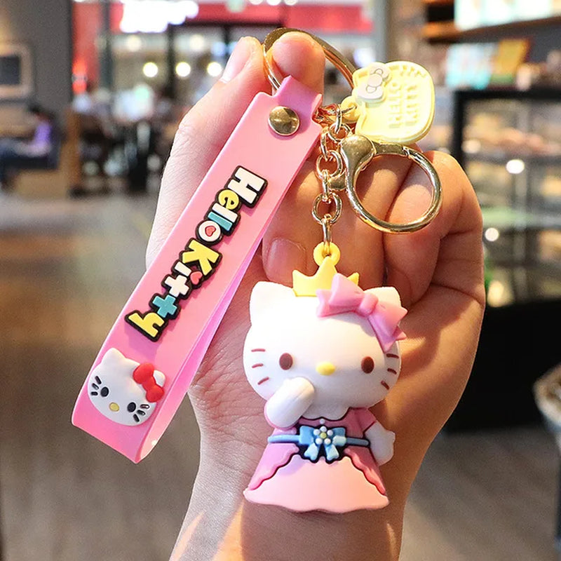 Anime Kawaii Sanrio Hello Kitty Keychain Pendant Holder Key Chain Car Keyring Mobile Phone Bag Hanging Jewelry Kids Gifts